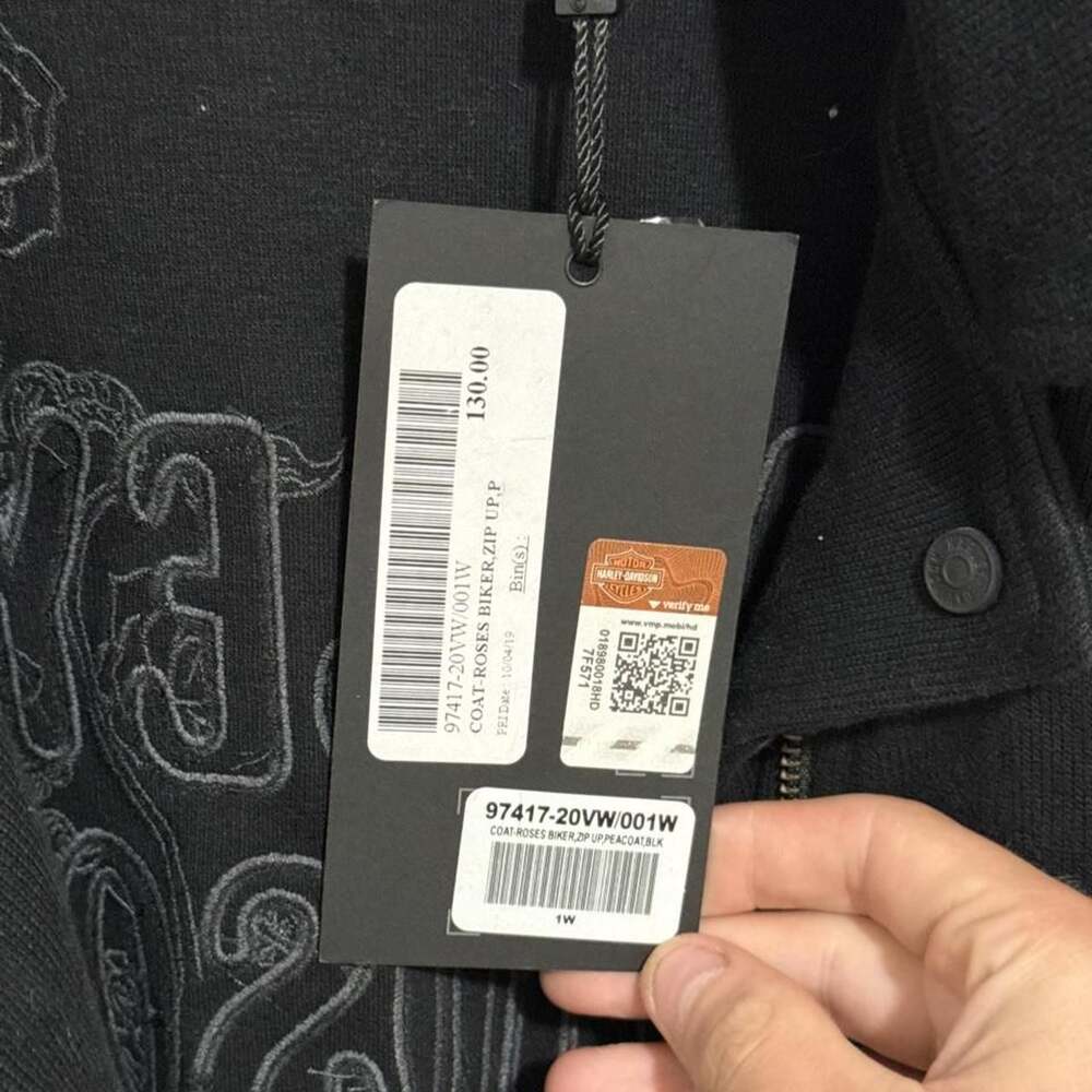 Harley-Davidson Roses Biker Zip Up Peacoat Jacket Women's 1W Black - Picture 5 of 7